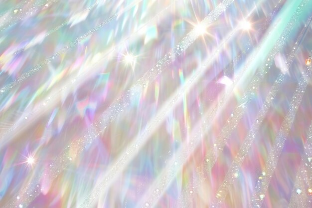 写真 color background and holographic fabric with sparkle light and rays on pastel neon shine pattern