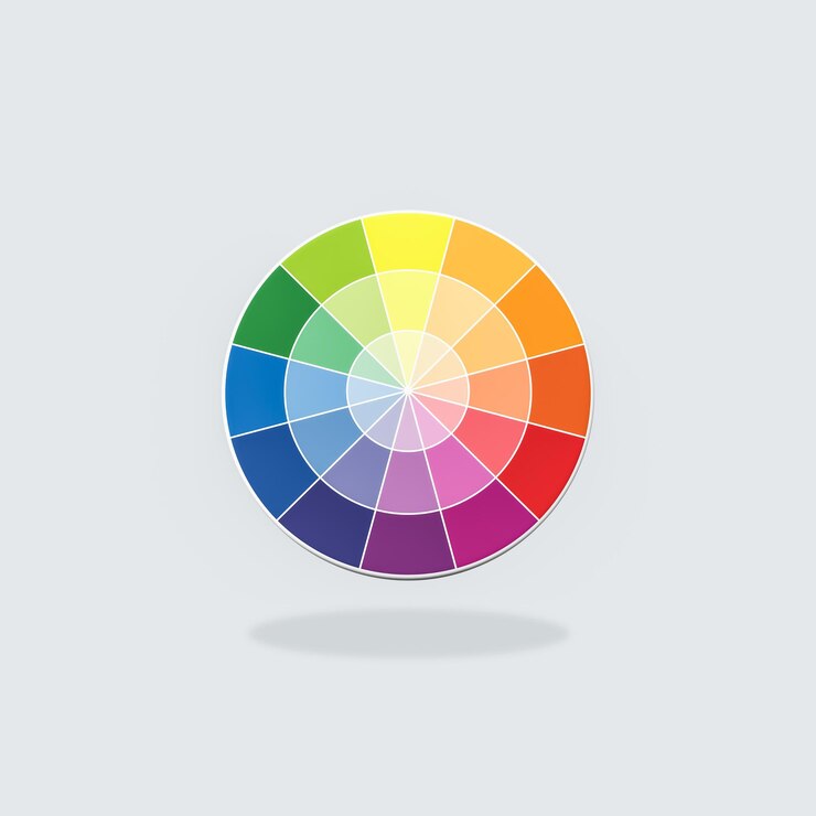 Color Circle on Flat Gray Background