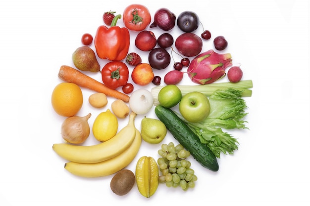 Color circle made of vegetables and fruits