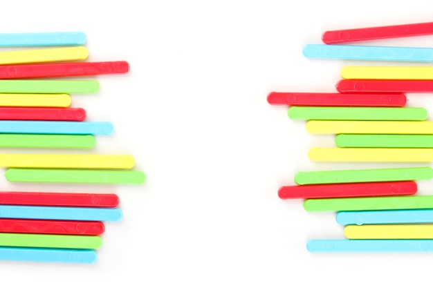 Color counting sticks isolated on white