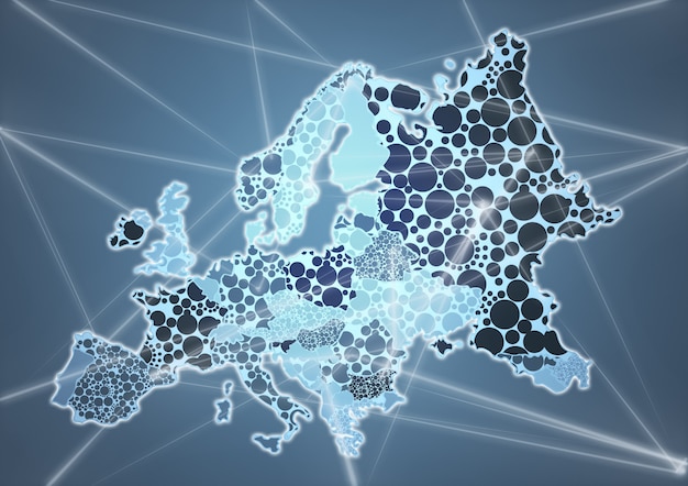 Foto colore mappa del paese dell'europa in colore grigio