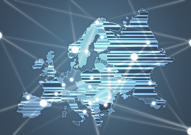 Colore mappa del paese dell'europa in colore grigio