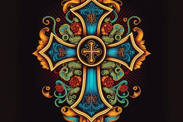 Color cross in a vintage style