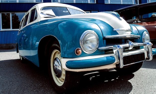 Photo color detail on the headlight of a vintage car