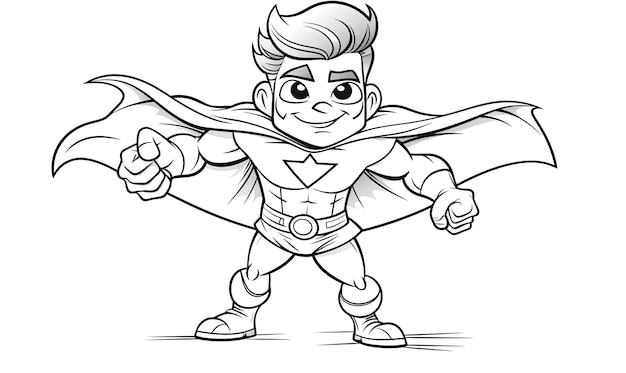 Color the dynamic cartoon superhero with line art