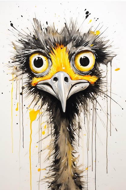 color emu yellow beak big eyes steadman used bright walls black