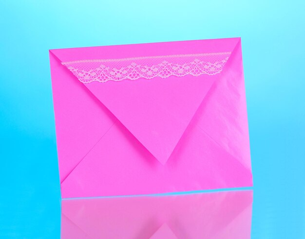 Color envelope on blue background