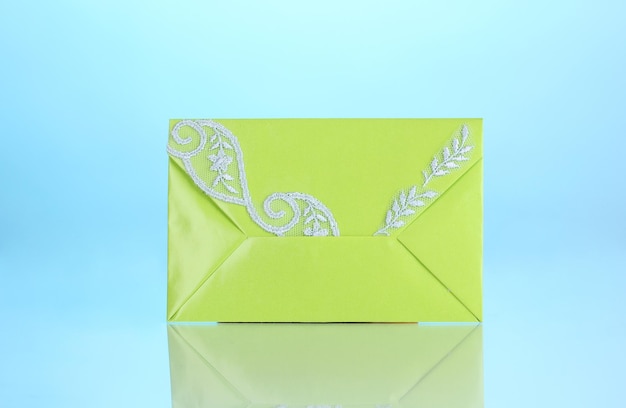 Color envelope on blue background