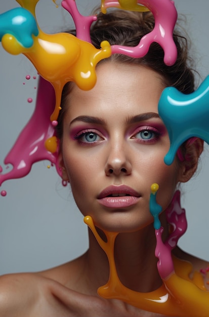 Color explosion portraits with paint