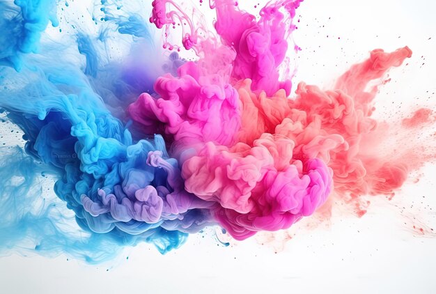 Photo color explosion with blue and pink powders