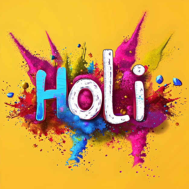 Color festival colorful Holi text for Indian Holi Festival Gulal colors pattern