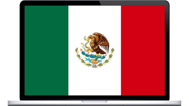 Photo color flag of the country on the tablet illustration