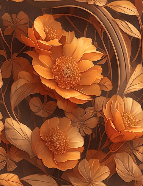 Color flowers watercolor seamless 3d patterns Ai Generation