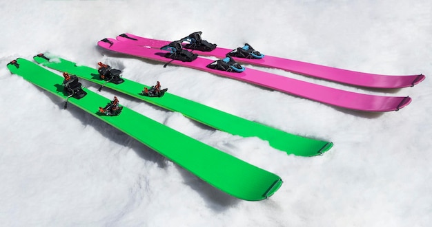 Color freeride mountain skis for ski touring on snow