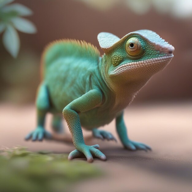 A color full chameleon closeup image