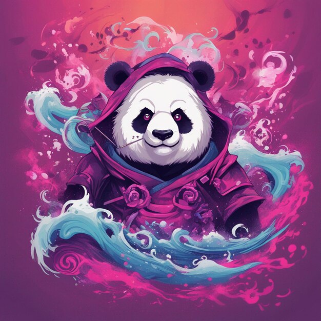 Foto un design di t-shirt vettoriale panda a colori