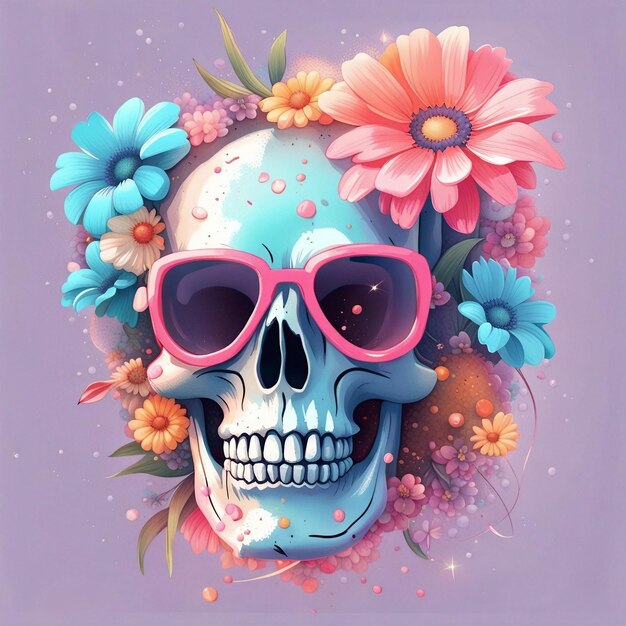 A color full skull trendy sunglass t shirt design