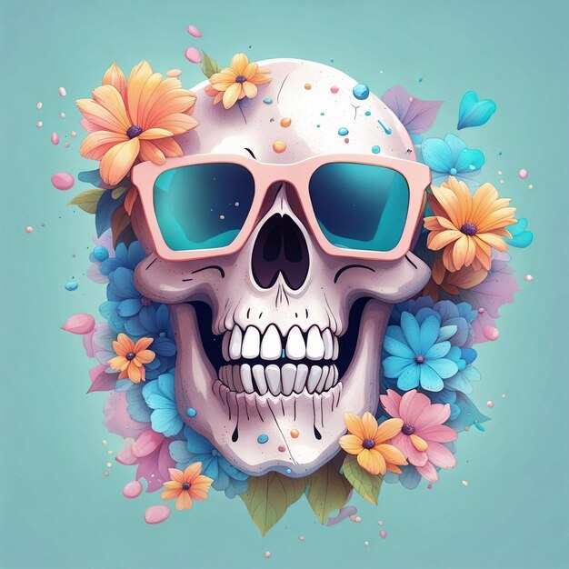 A color full skull trendy sunglass t shirt design
