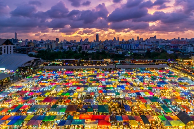 Color full of train night market ratchada, bangkok thailand