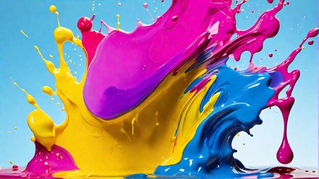 Color gel painting splashing yellow pink