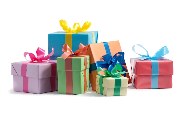 Color gift boxes isolated