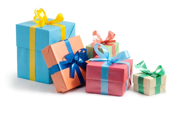 Color gift boxes isolated