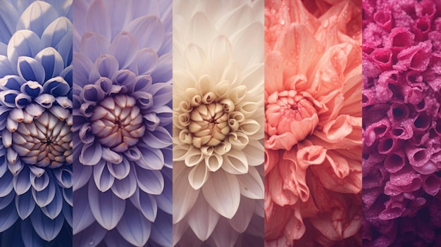 color gradients in a blooming flower garden