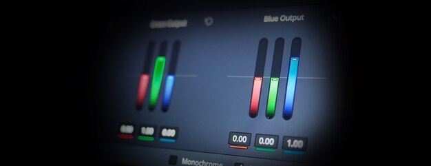 Color grading tools or rgb colour correction indicator on monitor in post production process teleci