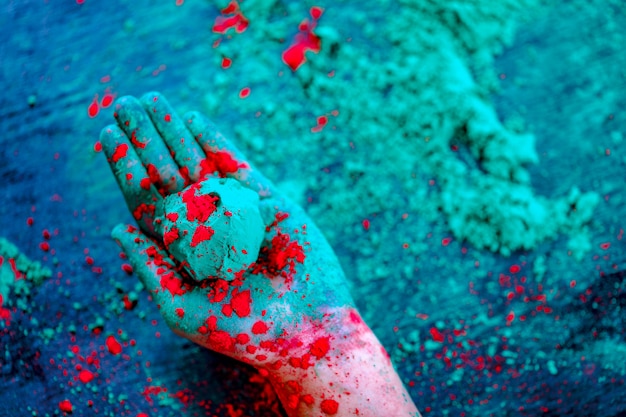 Color in hand , Indian Festival Holi