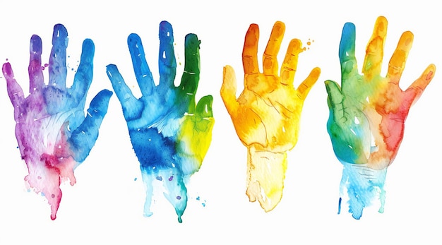 Color Hand on White Background Happy Holi Festival of Colors