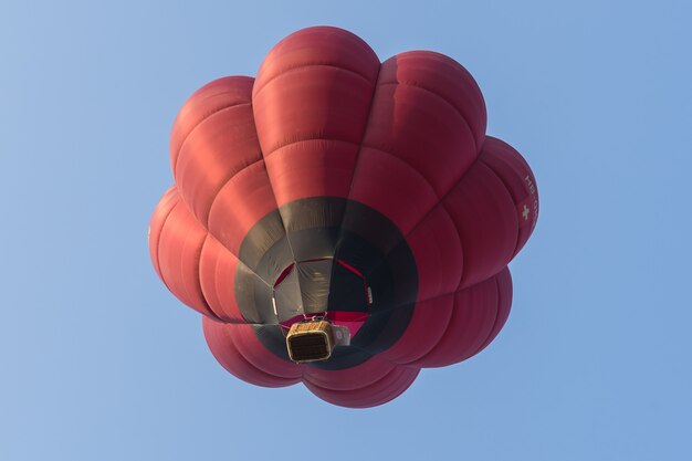 Color hot air balloon in blue sky background 