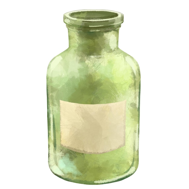 Color illustration of a glass bottle