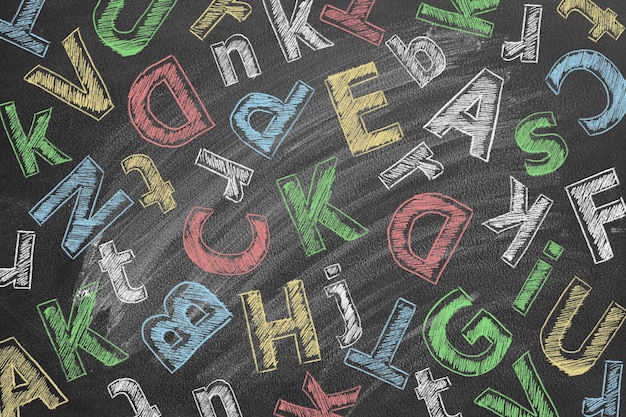 color letters on blackboard