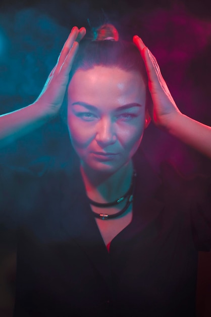 Color light on a female portrait