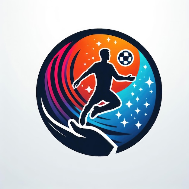 Foto modello di logo a colori con palla da calcio