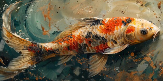 Фото Цветная краска акварельная краска рыба аквариумные животные дикая природа иллюстрация