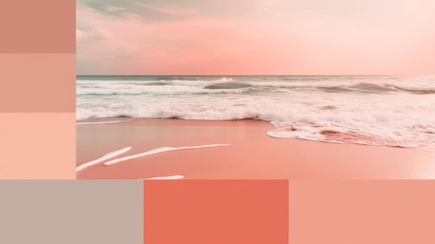 Foto palette di colori foto delle onde della spiaggia in stile rosso e grigio