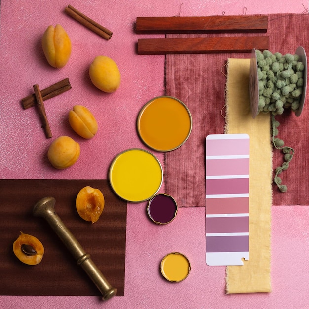 Фото Цветовая палитра мудборда для дизайна интерьера и декора