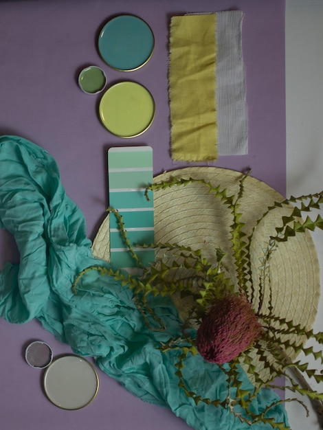 Color palette mood board for interior design and decor