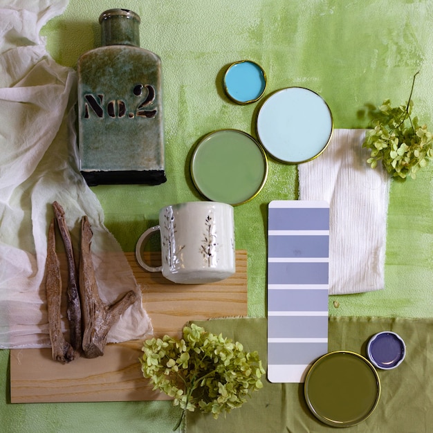 Photo color palette mood board for interior design