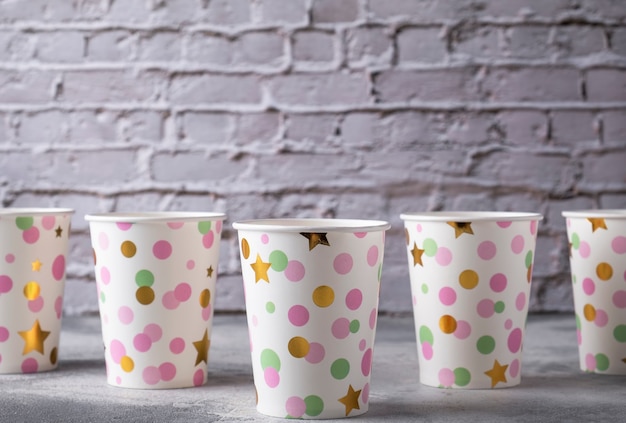 Photo color paper cups with text space