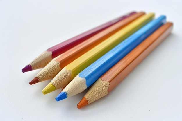白い背景のカラーペンシル 木製の色のペンシル