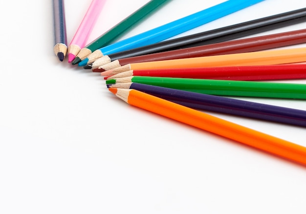 Color pencils on isolated white background