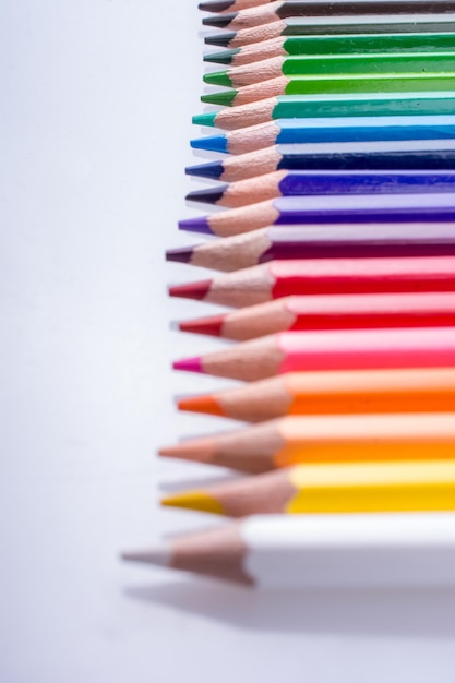 Color Pencils placed on a white background