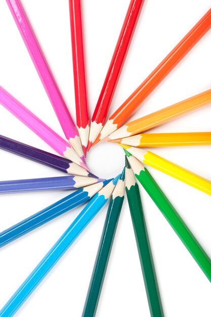 白い背景の色鉛筆