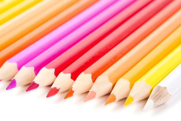 Photo color pencils on white background