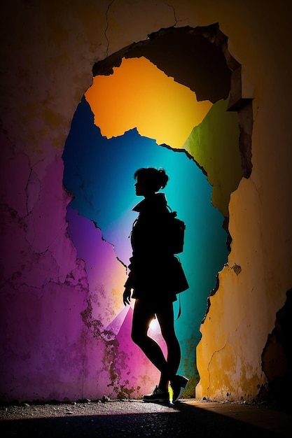 Color photo of the shape of a silhouette generated by AI