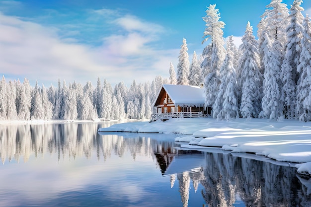 A Color Photo of a Winter Wonderland Glistening with Snow and Serenity