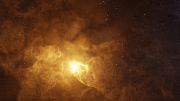 Color picture of the galaxy, orange nebula. 3d rendering