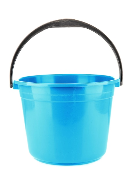 Color plastic bucket isolated on white